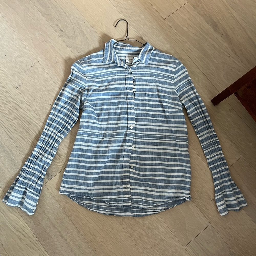 J Crew Blue and White striped S button down